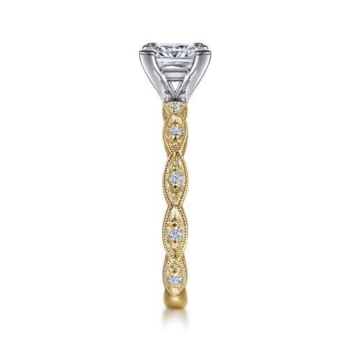 14K White-Yellow Gold Princess Cut Diamond Engagement Ring