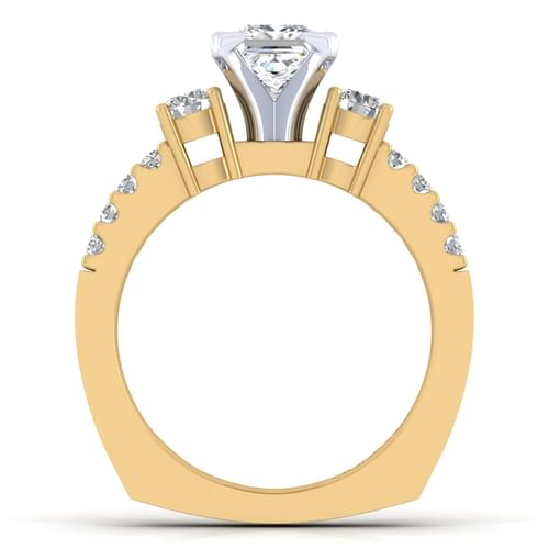 14K White-Yellow Gold Princess Cut Diamond Engagement Ring