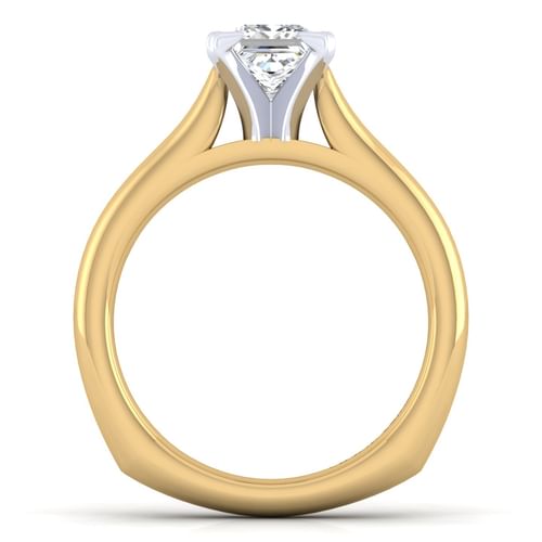 14K White-Yellow Gold Princess Cut Diamond Engagement Ring