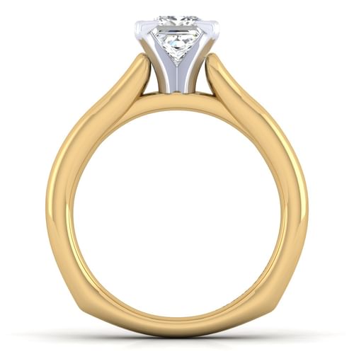 14K White-Yellow Gold Princess Cut Diamond Engagement Ring