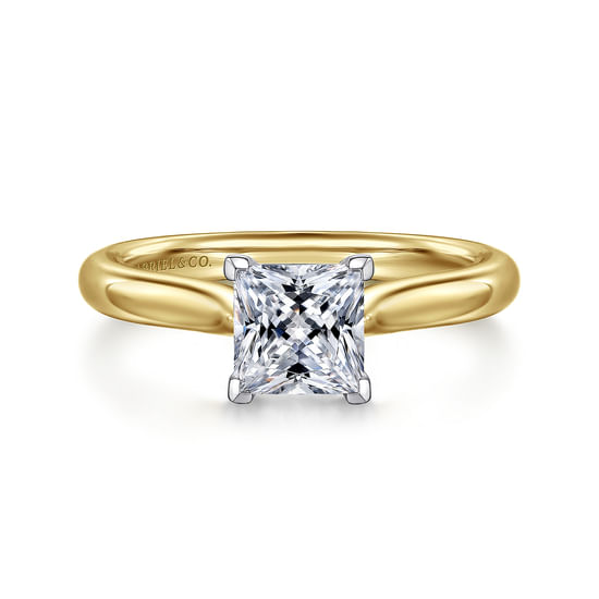 Gabriel - 14K White-Yellow Gold Princess Cut Diamond Engagement Ring