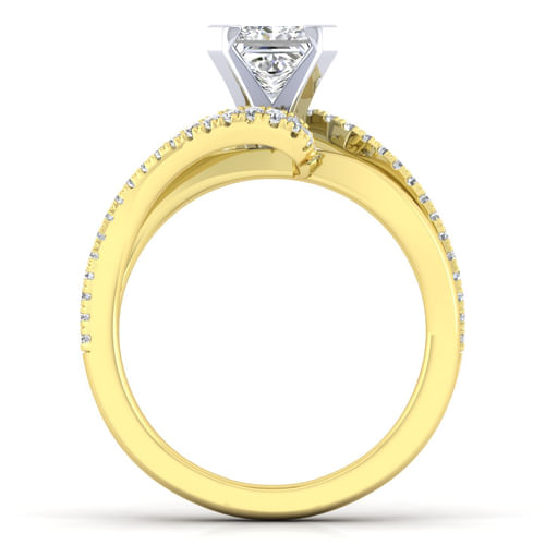 14K White-Yellow Gold Princess Cut Diamond Engagement Ring