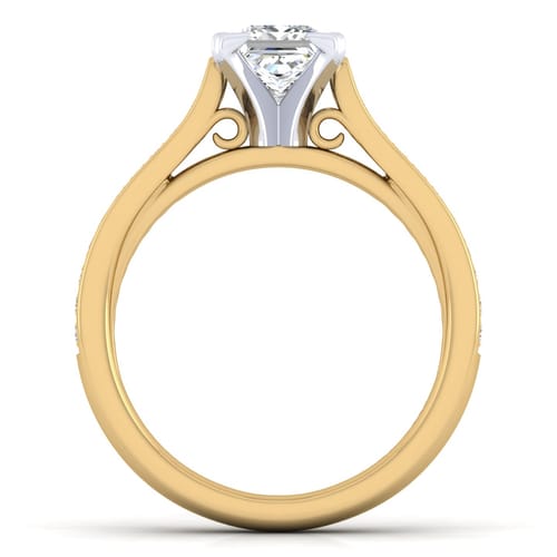 14K White-Yellow Gold Princess Cut Diamond Engagement Ring