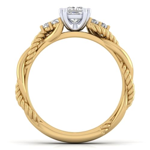 14K White-Yellow Gold Princess Cut Diamond Engagement Ring