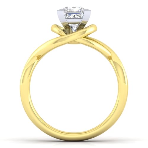 14K White-Yellow Gold Princess Cut Diamond Engagement Ring