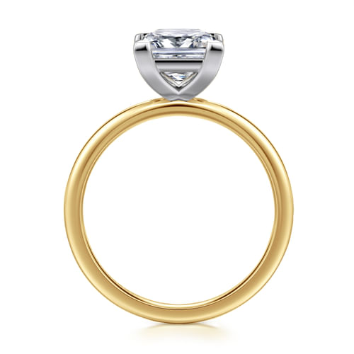 14K White-Yellow Gold Princess Cut Solitaire Diamond Engagement Ring