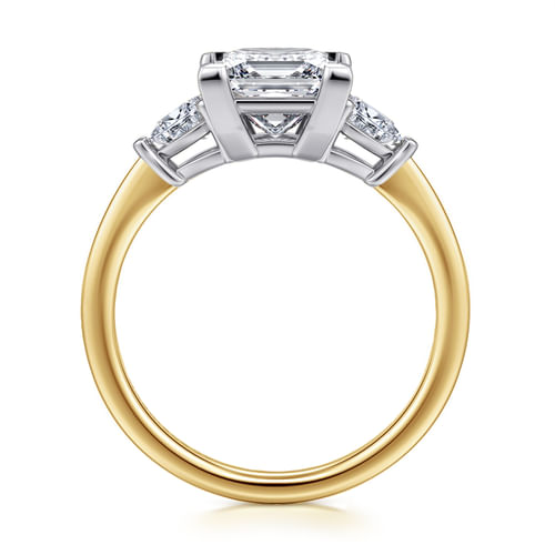14K White-Yellow Gold Princess Cut Three Stone Diamond Engagement Ring