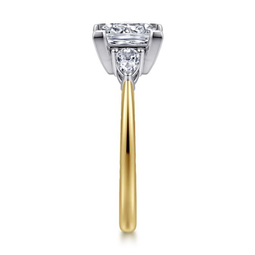 14K White-Yellow Gold Princess Cut Three Stone Diamond Engagement Ring