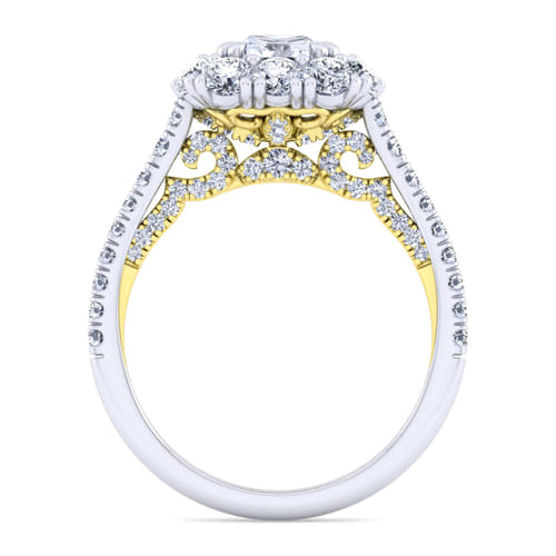 14K White-Yellow Gold Princess Double Halo Diamond Engagement Ring 14K White-Yellow Gold Princess Double Halo Diamond Engagement Ring