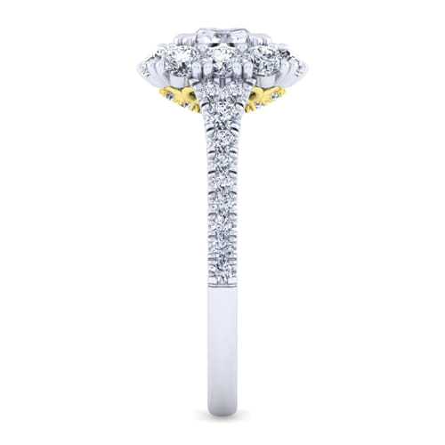 14K White-Yellow Gold Princess Double Halo Diamond Engagement Ring 14K White-Yellow Gold Princess Double Halo Diamond Engagement Ring