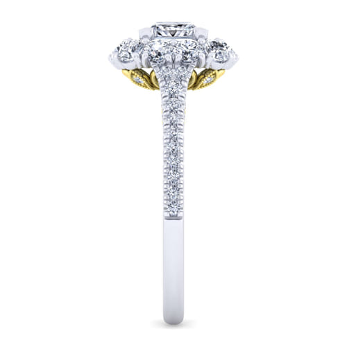 14K White-Yellow Gold Princess Double Halo Diamond Engagement Ring 14K White-Yellow Gold Princess Double Halo Diamond Engagement Ring