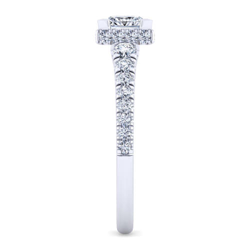 14K White-Yellow Gold Princess Hidden Halo Diamond Engagement Ring