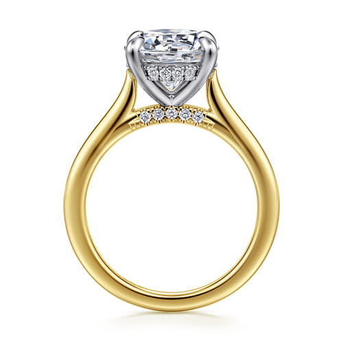 14K White-Yellow Gold Round  Diamond Engagement Ring