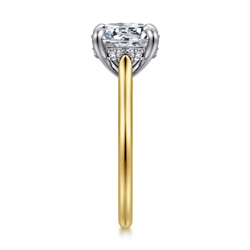 14K White-Yellow Gold Round  Diamond Engagement Ring
