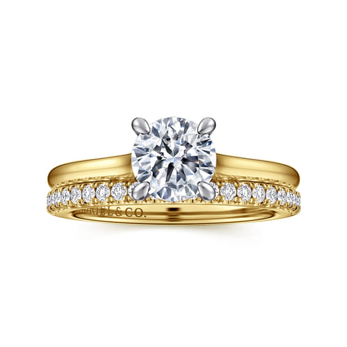 14K White-Yellow Gold Round Diamond Engagement Ring 14K White-Yellow Gold Round Diamond Engagement Ring