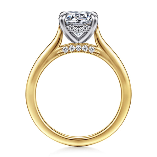 14K White-Yellow Gold Round  Diamond Engagement Ring