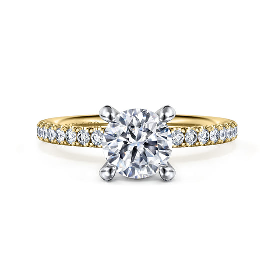 Gabriel - 14K White-Yellow Gold Round Cut Diamond Engagement Ring