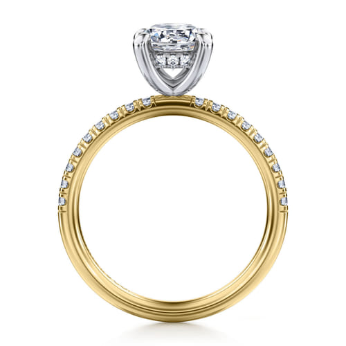 14K White-Yellow Gold Round Cut Diamond Engagement Ring
