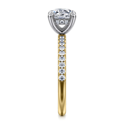 14K White-Yellow Gold Round Cut Diamond Engagement Ring
