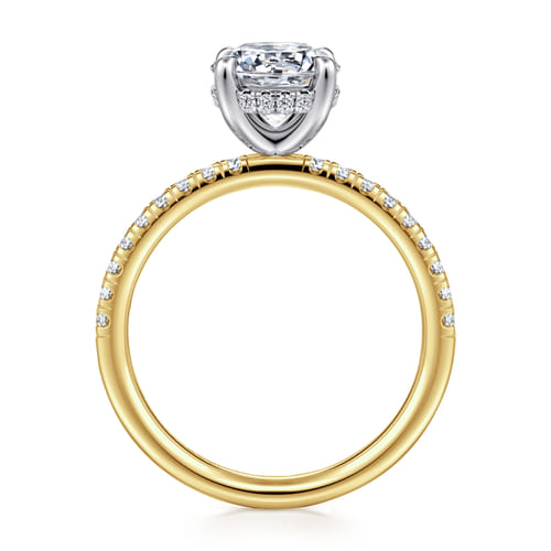 14K White-Yellow Gold Round Cut Diamond Engagement Ring