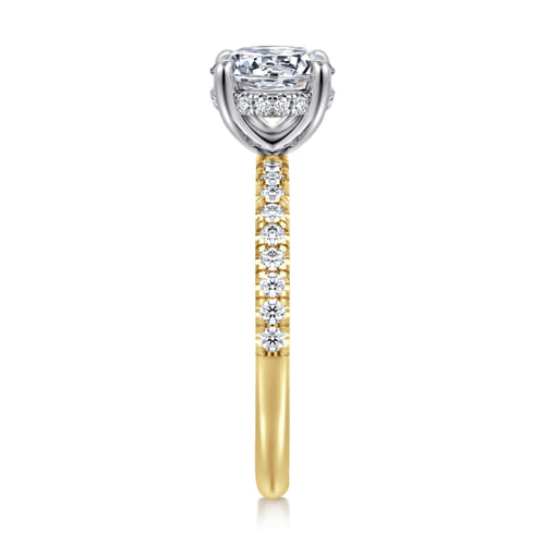14K White-Yellow Gold Round Cut Diamond Engagement Ring
