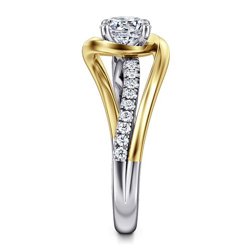 14K White-Yellow Gold Round Diamond Bypass Engagement Ring