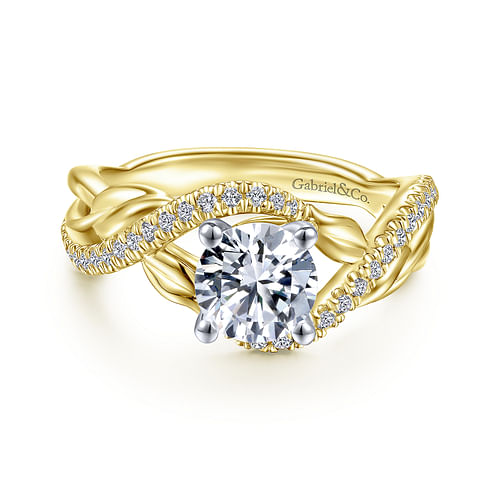 14K White-Yellow Gold Round Diamond Bypass Engagement Ring