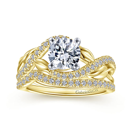 14K White-Yellow Gold Round Diamond Bypass Engagement Ring