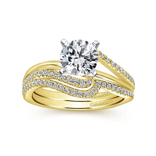 14K White-Yellow Gold Round Diamond Bypass Engagement Ring