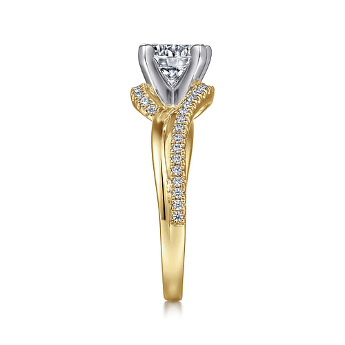 14K White-Yellow Gold Round Diamond Bypass Engagement Ring