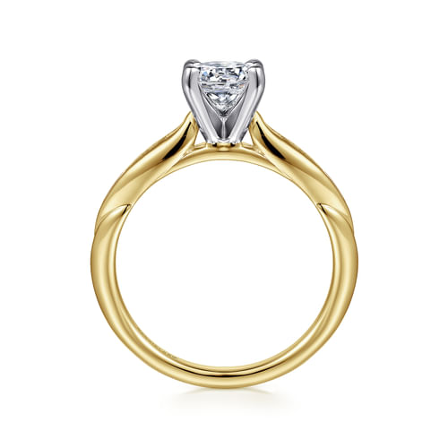 14K White-Yellow Gold Round Diamond Channel Set Engagement Ring