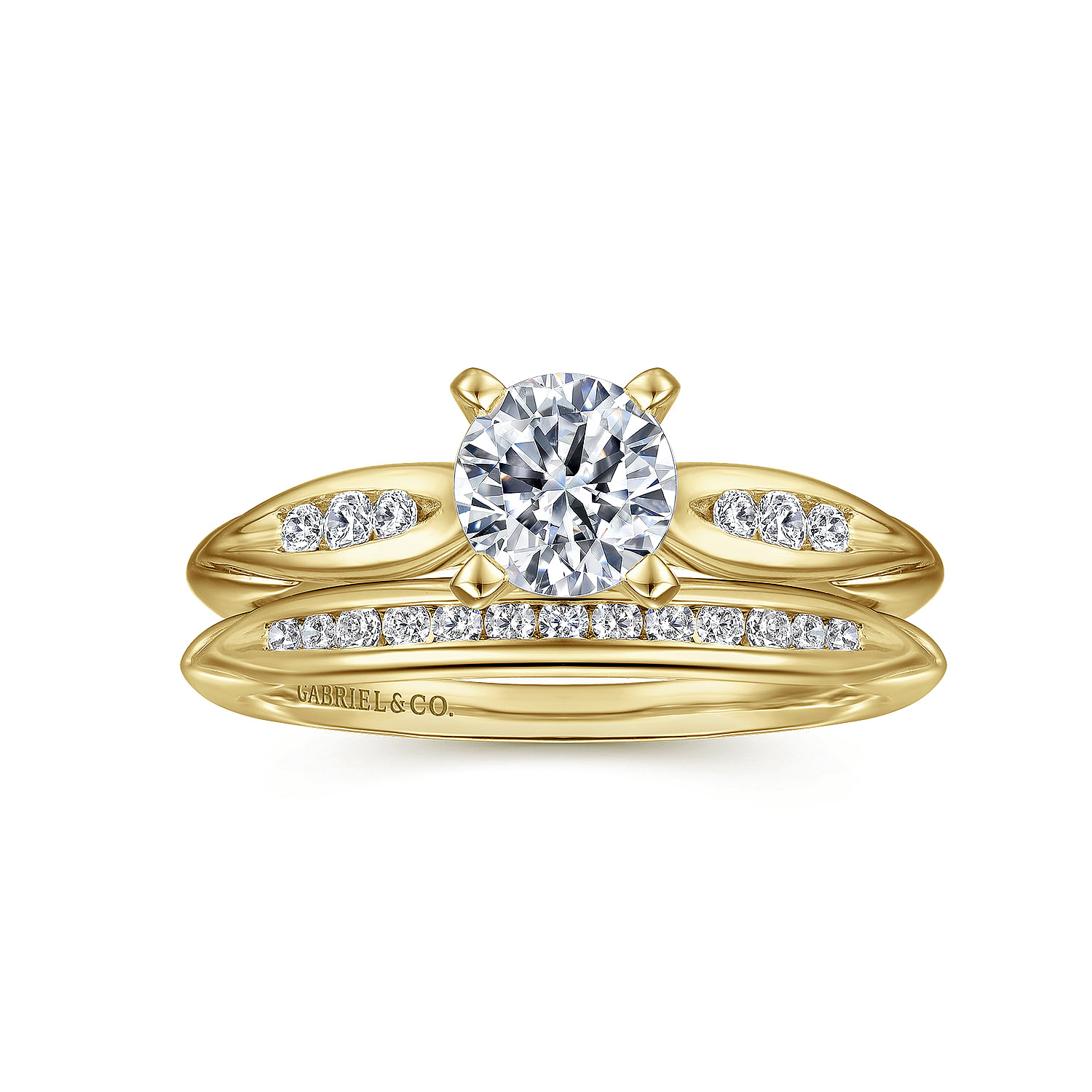 14K White-Yellow Gold Round Diamond Channel Set Engagement Ring