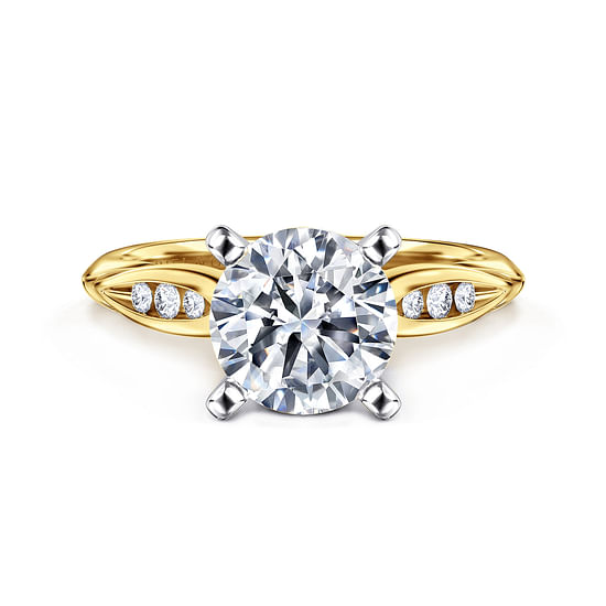 Gabriel - 14K White-Yellow Gold Round Diamond Channel Set Engagement Ring