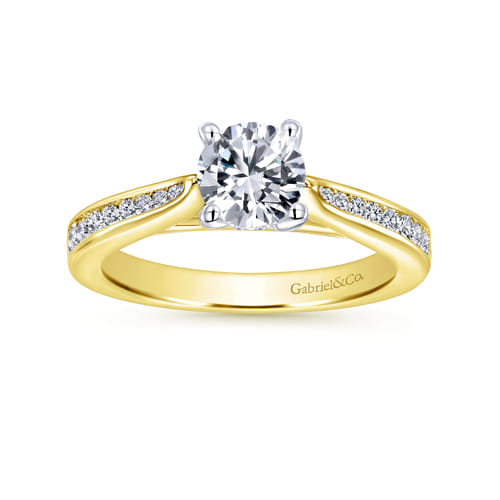 14K White-Yellow Gold Round Diamond Channel Set Engagement Ring
