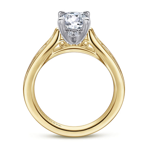 14K White-Yellow Gold Round Diamond Channel Set Engagement Ring