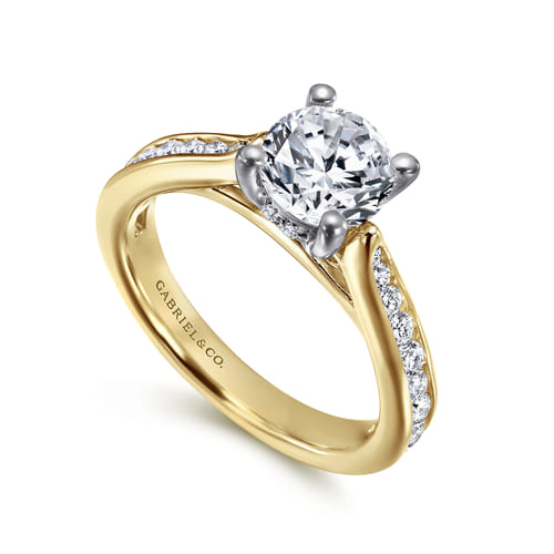 14K White-Yellow Gold Round Diamond Channel Set Engagement Ring