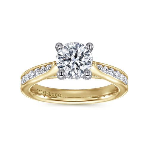 14K White-Yellow Gold Round Diamond Channel Set Engagement Ring