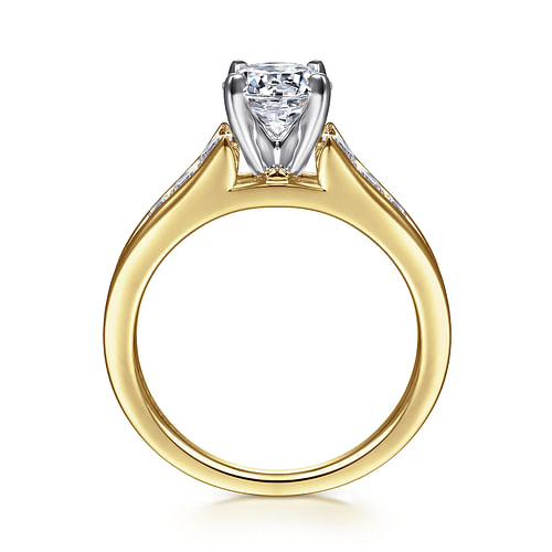 14K White-Yellow Gold Round Diamond Channel Set Engagement Ring