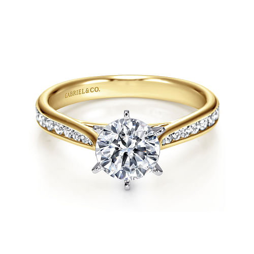 14K White-Yellow Gold Round Diamond Channel Set Engagement Ring