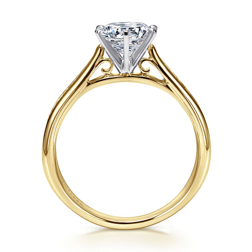 14K White-Yellow Gold Round Diamond Channel Set Engagement Ring