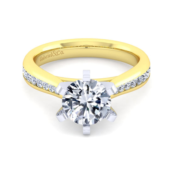 Gabriel - 14K White-Yellow Gold Round Diamond Channel Set Engagement Ring