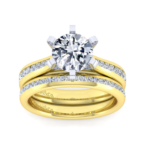 14K White-Yellow Gold Round Diamond Channel Set Engagement Ring