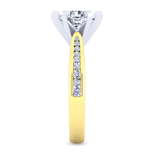 14K White-Yellow Gold Round Diamond Channel Set Engagement Ring