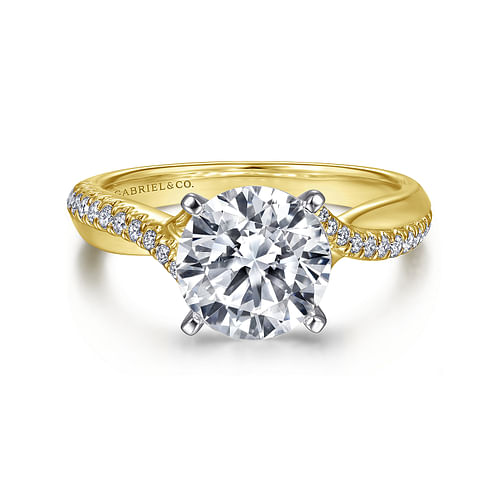 14K White-Yellow Gold Round Diamond Engagement Ring