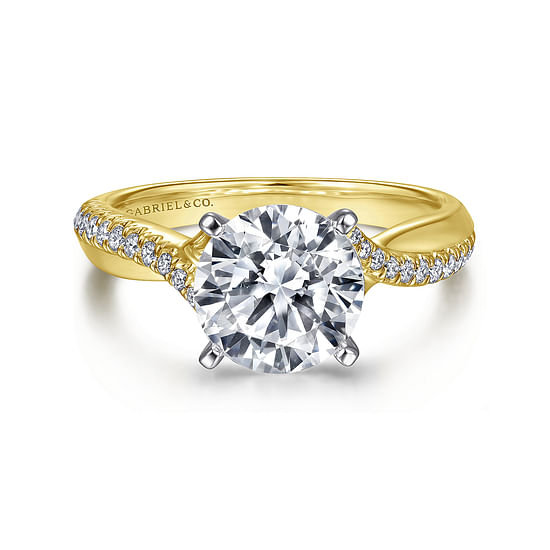 Gabriel - 14K White-Yellow Gold Round Diamond Engagement Ring