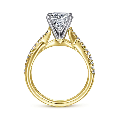 14K White-Yellow Gold Round Diamond Engagement Ring