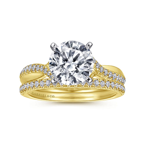 14K White-Yellow Gold Round Diamond Engagement Ring