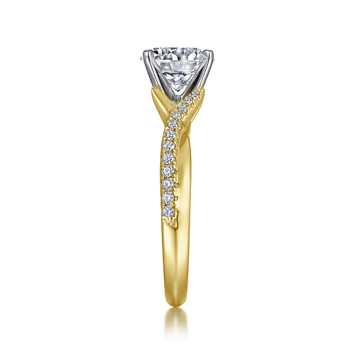 14K White-Yellow Gold Round Diamond Engagement Ring