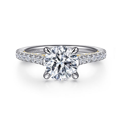 14K White-Yellow Gold Round Diamond Engagement Ring