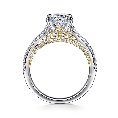 14K White-Yellow Gold Round Diamond Engagement Ring